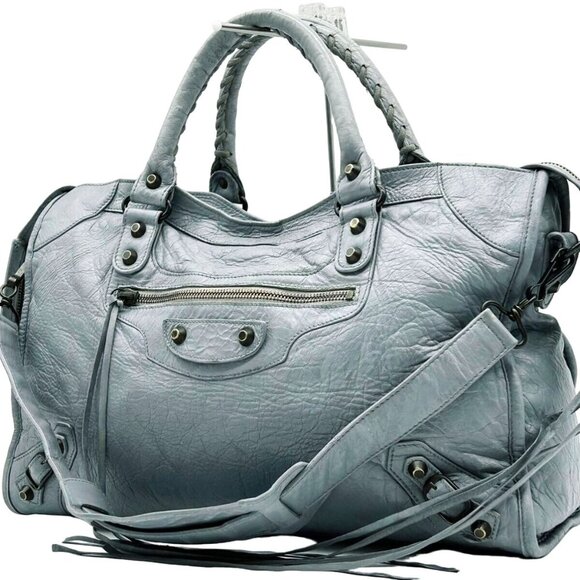 Balenciaga Handbags - Authentic Balenciaga Motocross City Bag Agneau Leather Ardoise Weekender Tote